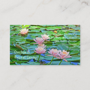 TARJETA DE VISITA BLOSSOMS PINK LOTUS EN MEDIO DE PADS VERDE LILILE
