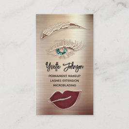 Tarjeta De Visita Blu Verde azulada Eyelash Brow Makeup Logo QRCode 