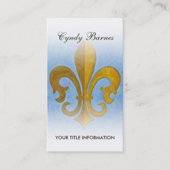 Tarjeta de visita Blue and Gold Fleur de Lis (Anverso)