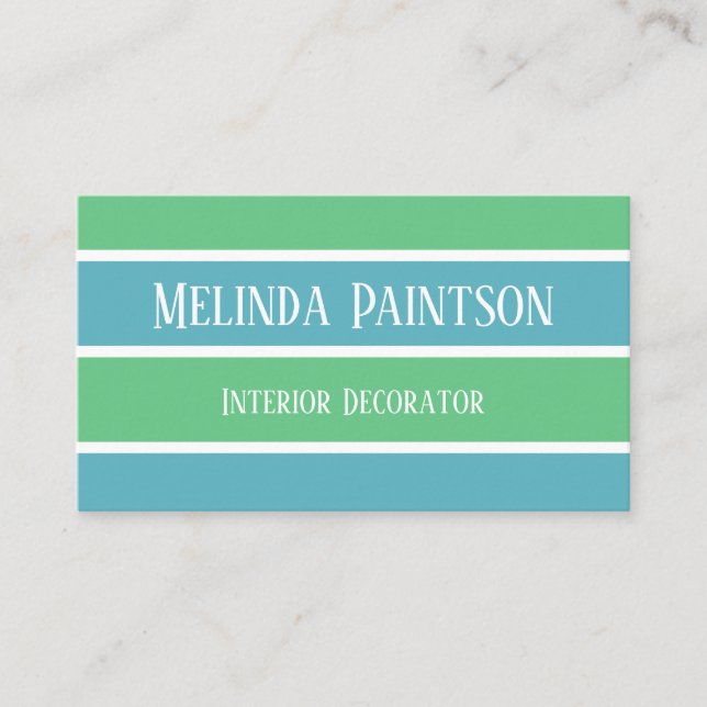 Tarjeta de visita Blue and Green Stripes (Anverso)