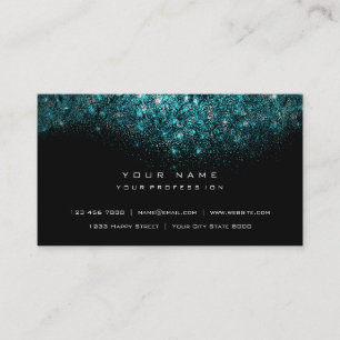 Tarjeta De Visita Blue Aqua Sparkly Turquoise Purpurina Glam Black