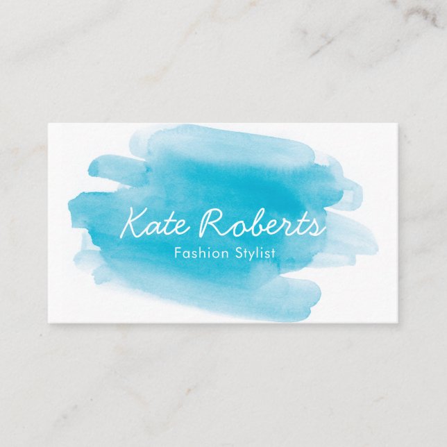 tarjeta de visita Blue Aqua Watercolor | creativo (Anverso)