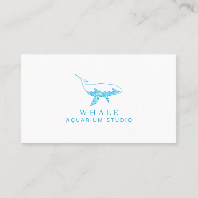 Tarjeta De Visita Blue Aquarium Whale Surf (Anverso)