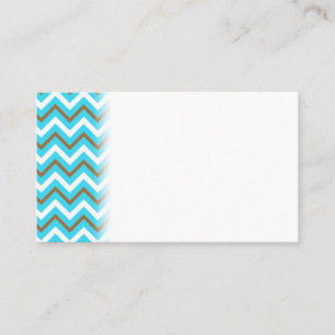 Tarjeta De Visita Blue Brown White Zig Zag Lines Geométrica Sea Wave