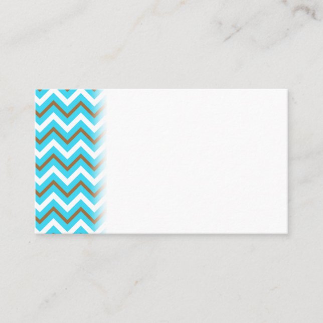 Tarjeta De Visita Blue Brown White Zig Zag Lines Geométrica Sea Wave (Anverso)