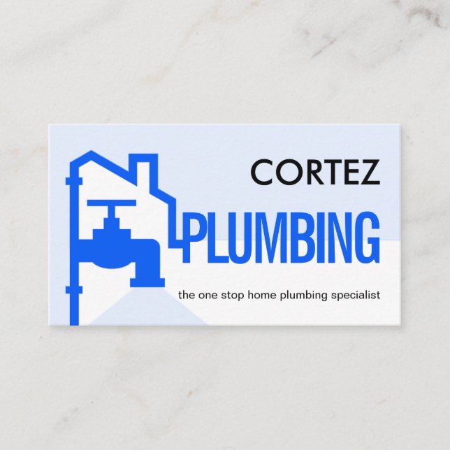 Tarjeta De Visita Blue Building Pipe Frame Leaking Faucet (Anverso)