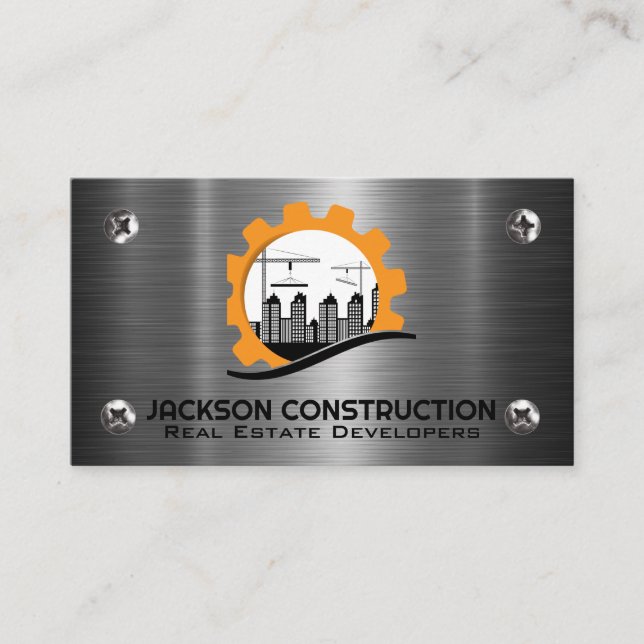 Tarjeta De Visita Blue Collar Construction | Constructor | Propiedad (Anverso)