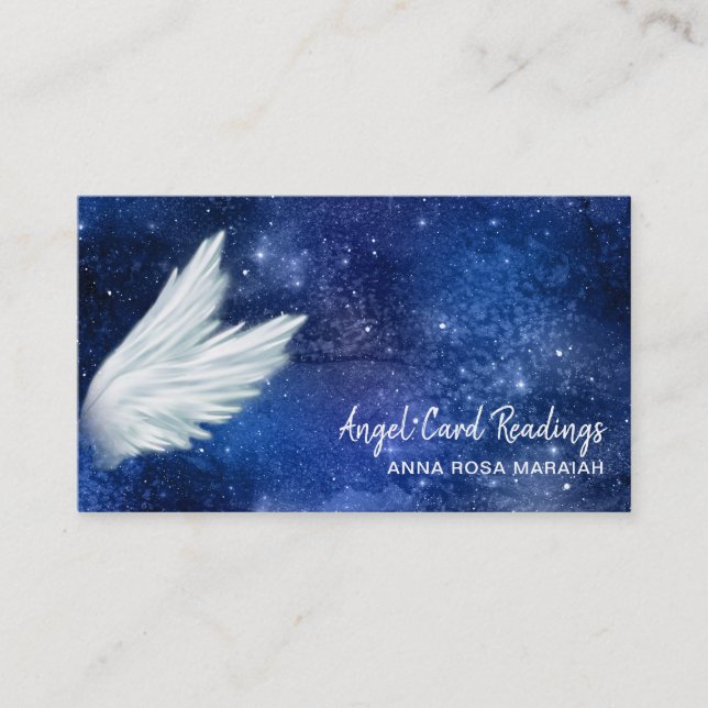 Tarjeta De Visita *~* Blue Cosmos Stars Galaxy Angel Wing Universe (Anverso)