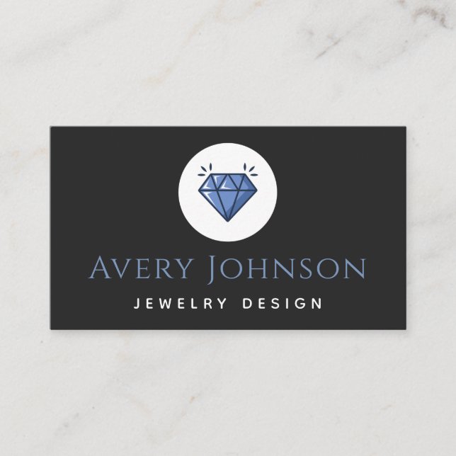 Tarjeta De Visita Blue Crystal Diamond Jewelys diseño medios sociale (Anverso)