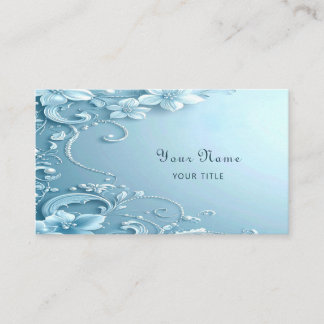 Tarjeta De Visita Blue Decorative Floral Business Card