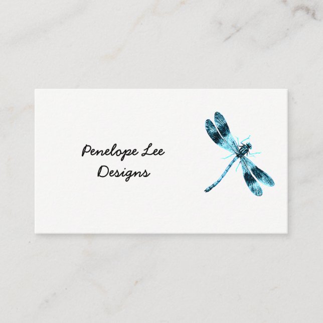 Tarjeta De Visita Blue Dragonfly Minimalista (Anverso)