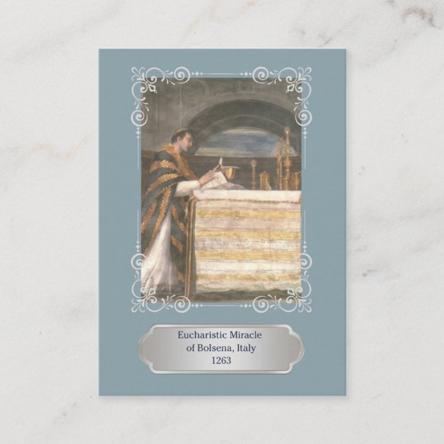 Tarjeta De Visita Blue Eucharistic Miracle Communion Prayer Card (Anverso)