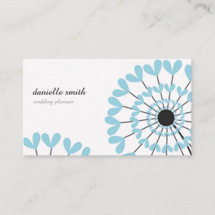 Tarjeta De Visita Blue flowers dandelions feminine elegant minimal 