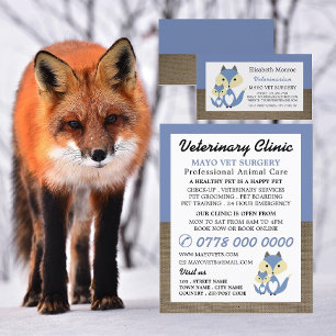 Tarjeta De Visita Blue Fox, Veterinaria, Servicio Veterinario