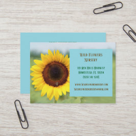 Tarjeta De Visita Blue Gardener Landscaper Florist Sunflower