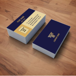 Tarjeta De Visita Blue Gold Corporate QR Code Business Card