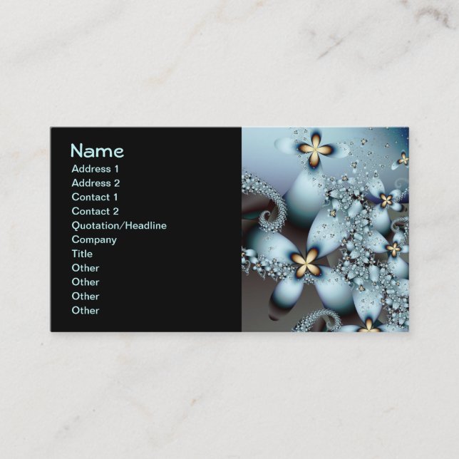 Tarjeta De Visita Blue Gold Cute Abstract Floral (Anverso)