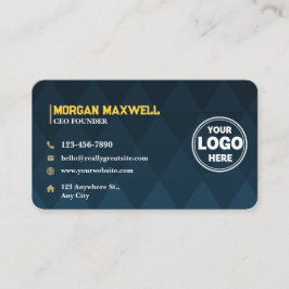 Tarjeta De Visita Blue Gold Diamonds CEO & Founder de lujo