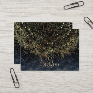 Tarjeta De Visita Blue Gold Mandala Floral
