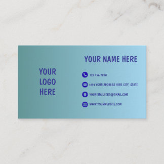 Tarjeta De Visita Blue Gradient Minimal Logo Business Card
