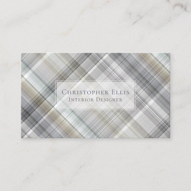 Tarjeta De Visita Blue/Gray/Tan Plaid (Anverso)