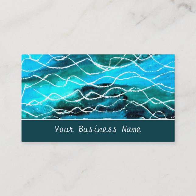 Tarjeta de visita Blue, Green, White Waves (Anverso)