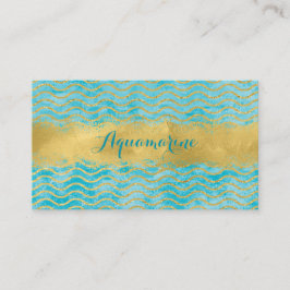 Tarjeta De Visita Blue Green y Gold Waves Ocean Business Card