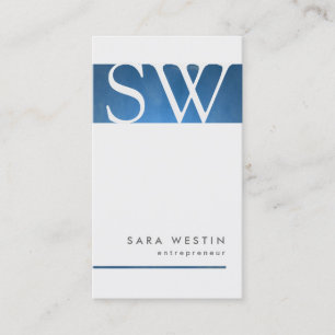 Tarjeta De Visita Blue Grunge Entrepreneur Monogram Business Card