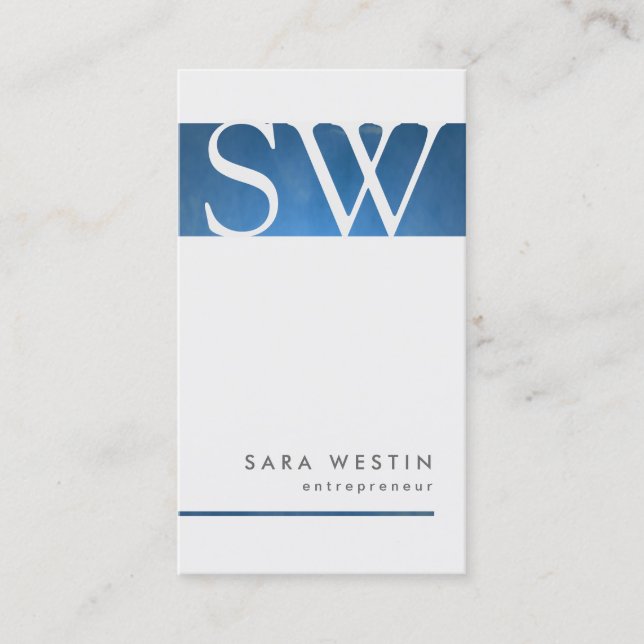 Tarjeta De Visita Blue Grunge Entrepreneur Monogram Business Card (Anverso)