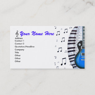 Tarjeta De Visita Blue Guitar Piano Keyboard & Notes Business Card