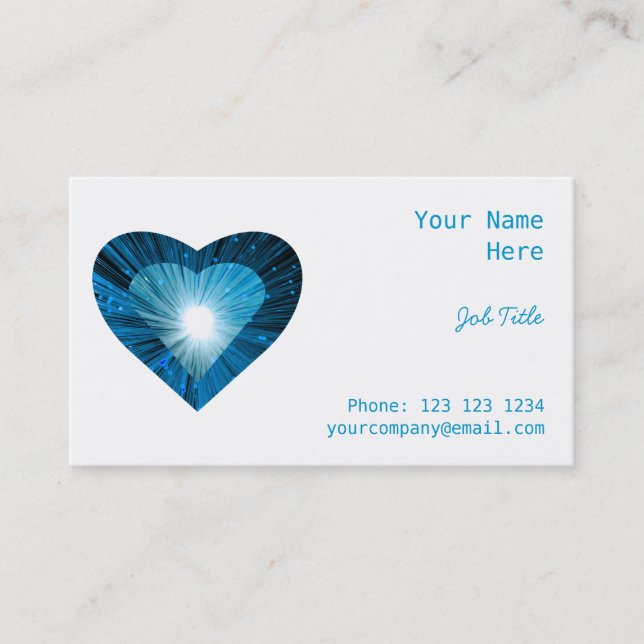 Tarjeta De Visita Blue Heart "heart" business card side white (Anverso)