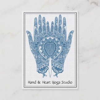 Tarjeta de visita Blue Henna Hands Yoga Studio