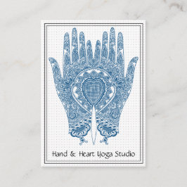 Tarjeta de visita Blue Henna Hands Yoga Studio