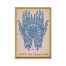 Tarjeta de visita Blue Henna Hands Yoga Studio