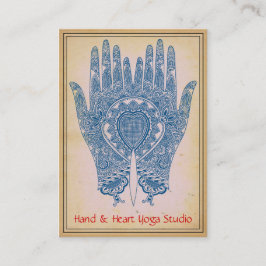 Tarjeta de visita Blue Henna Hands Yoga Studio