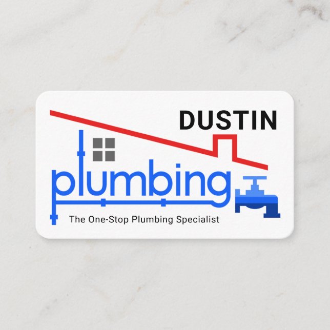 Tarjeta De Visita Blue Home Plumbing Faucet Pipeline Plumber Service (Anverso)