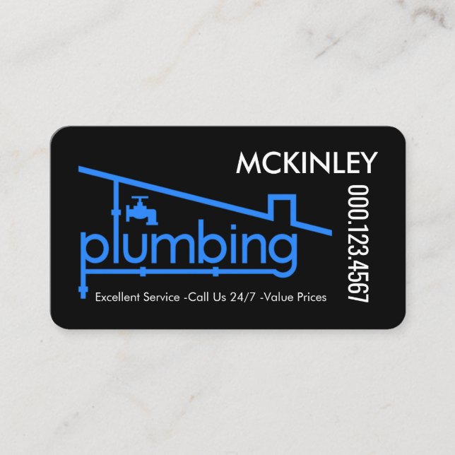 Tarjeta De Visita Blue Home Plumbing Pipeline Plumber Repair (Anverso)