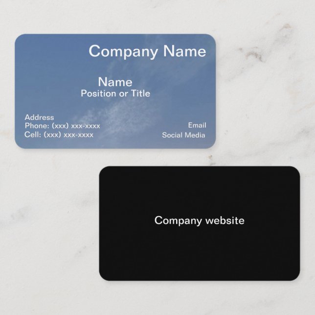 Tarjeta De Visita Blue Horizon Professional Business Card (Anverso / Reverso)