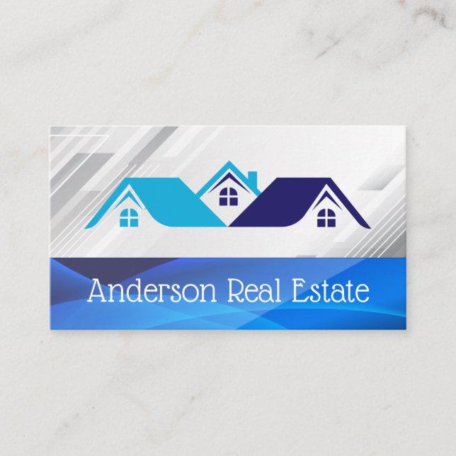 Tarjeta De Visita Blue Houses Real Estate Logo | Properties (Anverso)