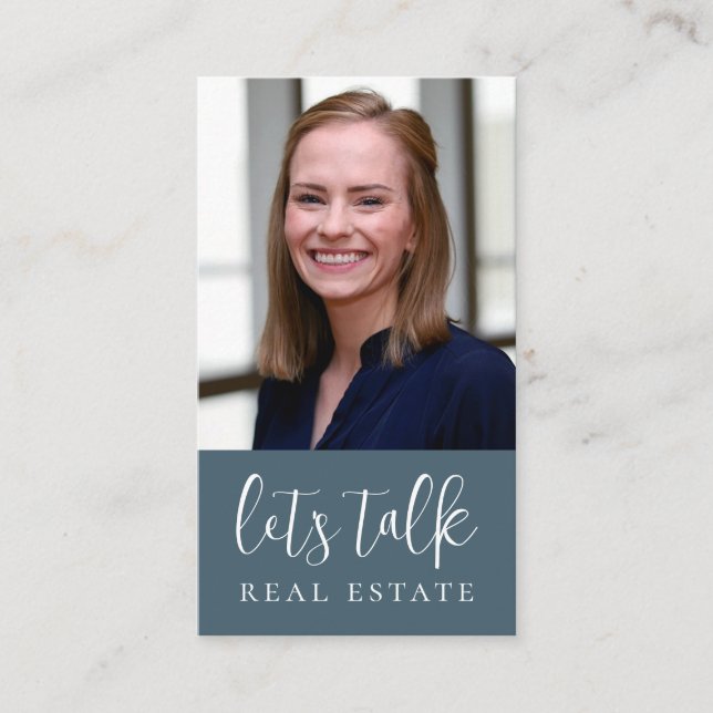 Tarjeta De Visita Blue Let's Talk Real Estate Professional (Anverso)