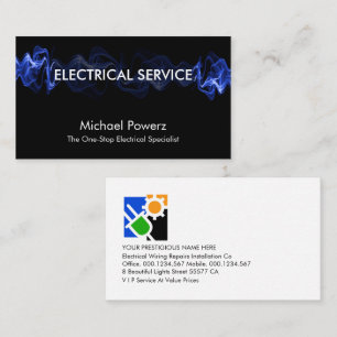 Tarjeta De Visita Blue Lightning Powers Electrical Service