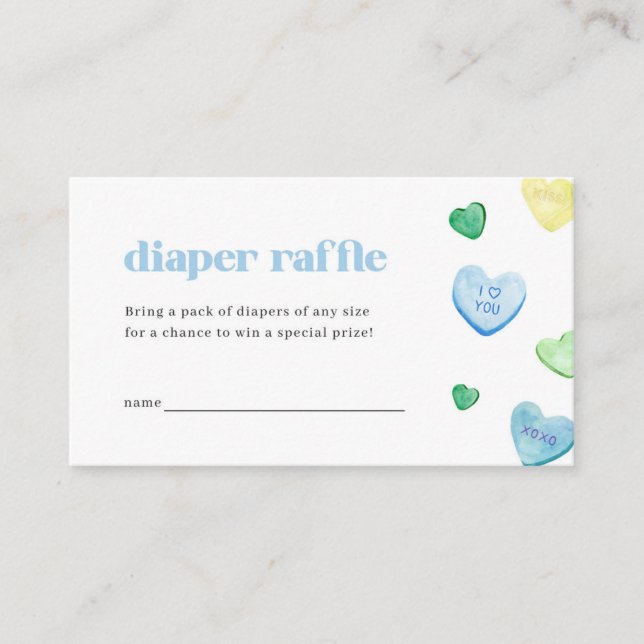 Tarjeta De Visita Blue Little Squerido Baby Shower Diaper Raffle (Anverso)