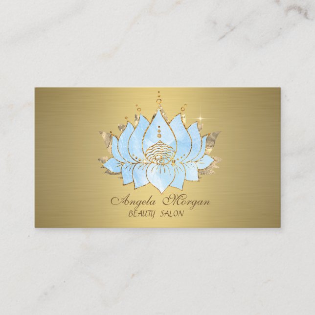 Tarjeta De Visita Blue Lotus Gold simple (Anverso)
