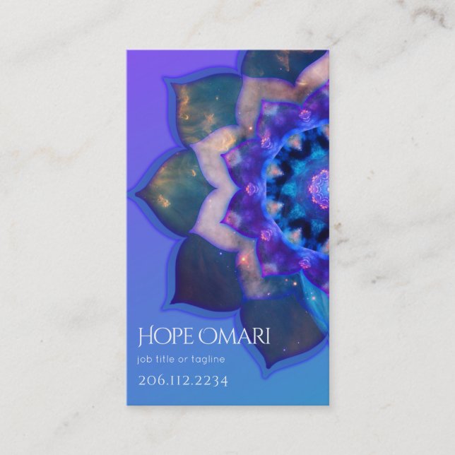 Tarjeta De Visita Blue Lotus Mandala (Anverso)