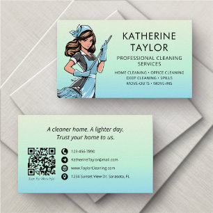 Tarjeta De Visita Blue Maid Service Cleaning Company
