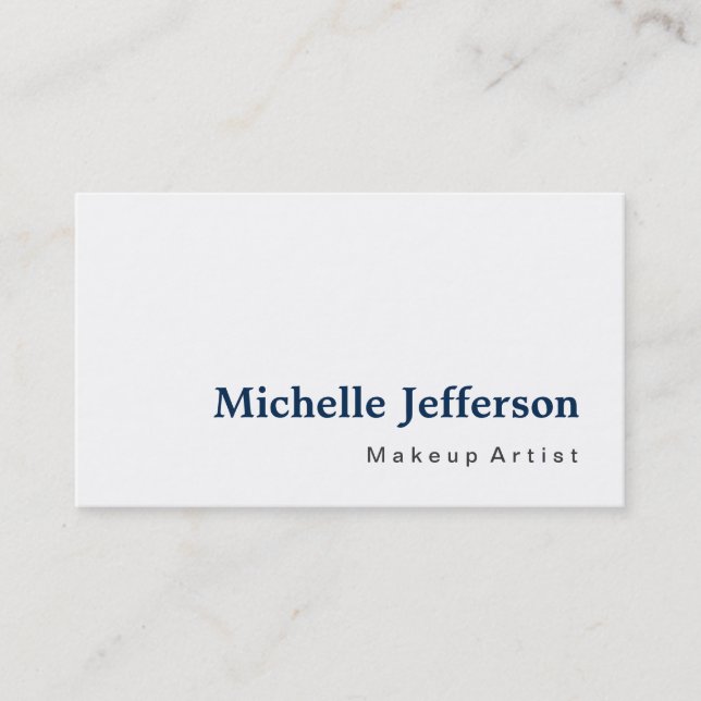 Tarjeta De Visita Blue Makeup Artist White Modern Business Card (Anverso)