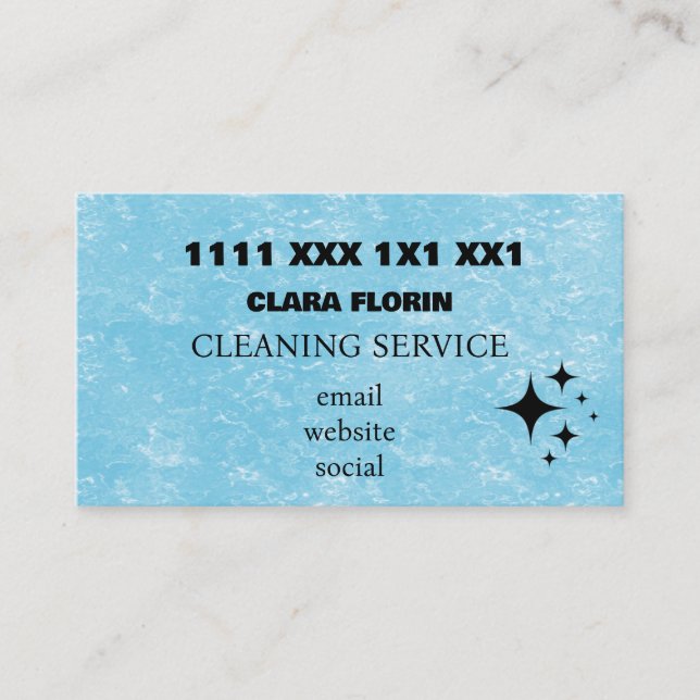 Tarjeta De Visita Blue Marble Cleaning Service (Anverso)