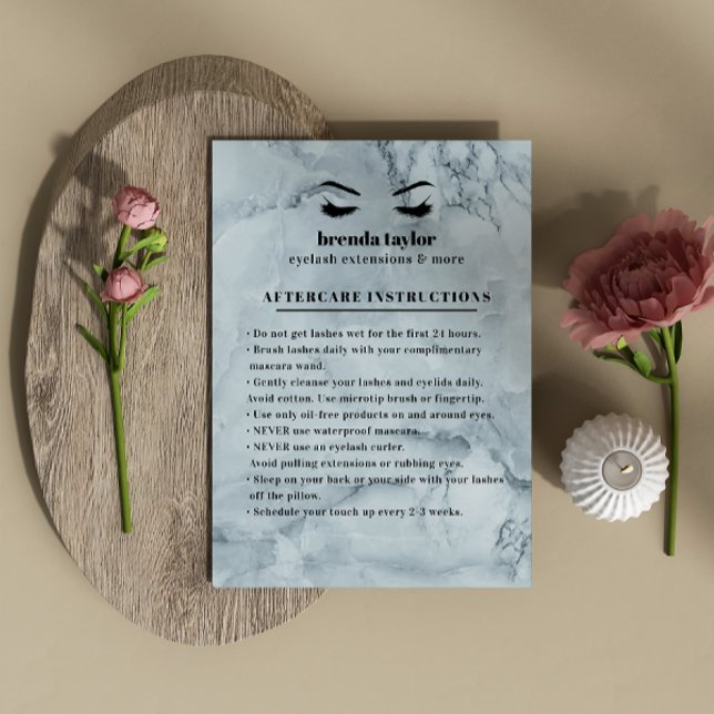 Tarjeta De Visita Blue Marble Eyelash Browbar Aftercare Instructions (Subido por el creador)