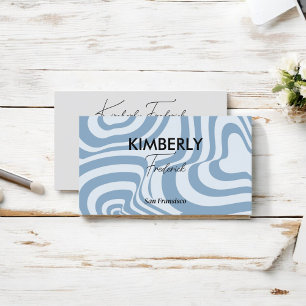 Tarjeta De Visita Blue Marble Retro Wavy Stripe Negrita Diseño Moder