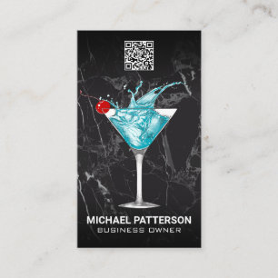 Tarjeta De Visita Blue Martini Splash Coctail
